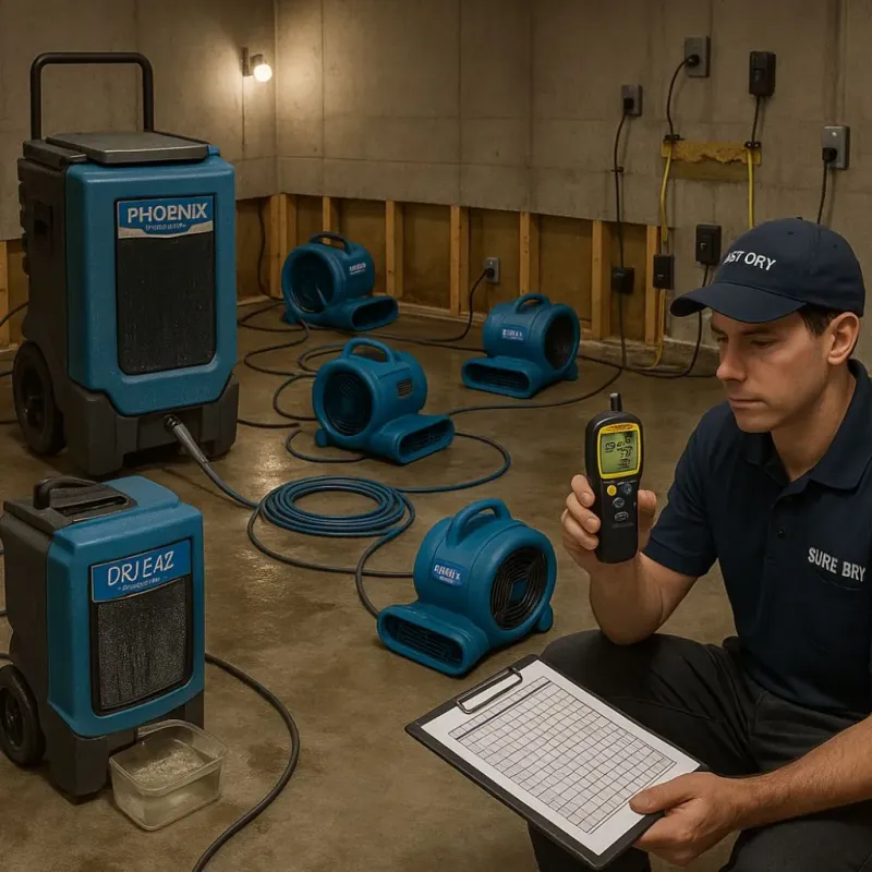 Structural Drying and Dehumidification process in Morristown, IN